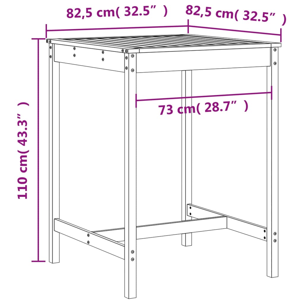 Set Bar da Giardino 3 pz Grigio in Legno Massello di Pino - homemem39