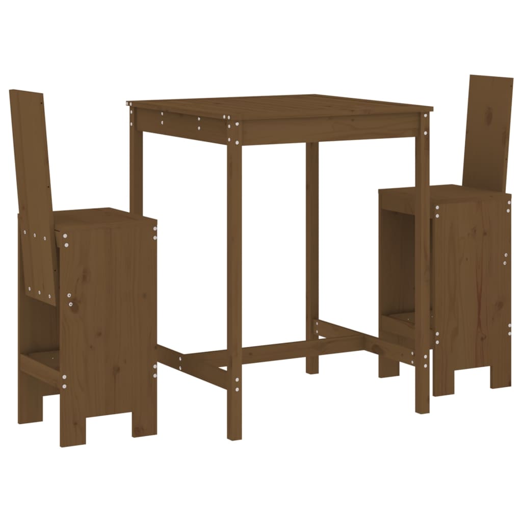 Set Bar da Giardino 3 pz Miele in Legno Massello di Pino - homemem39