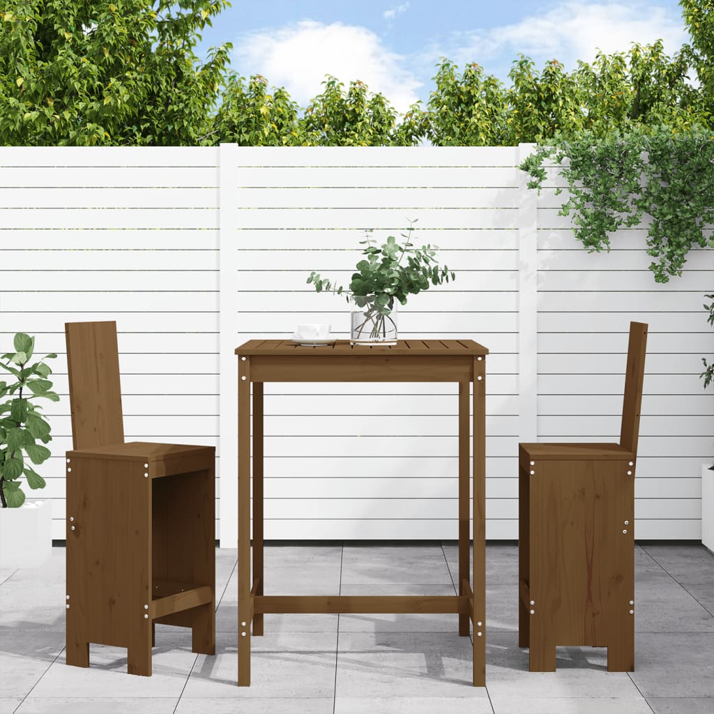 Set Bar da Giardino 3 pz Miele in Legno Massello di Pino - homemem39