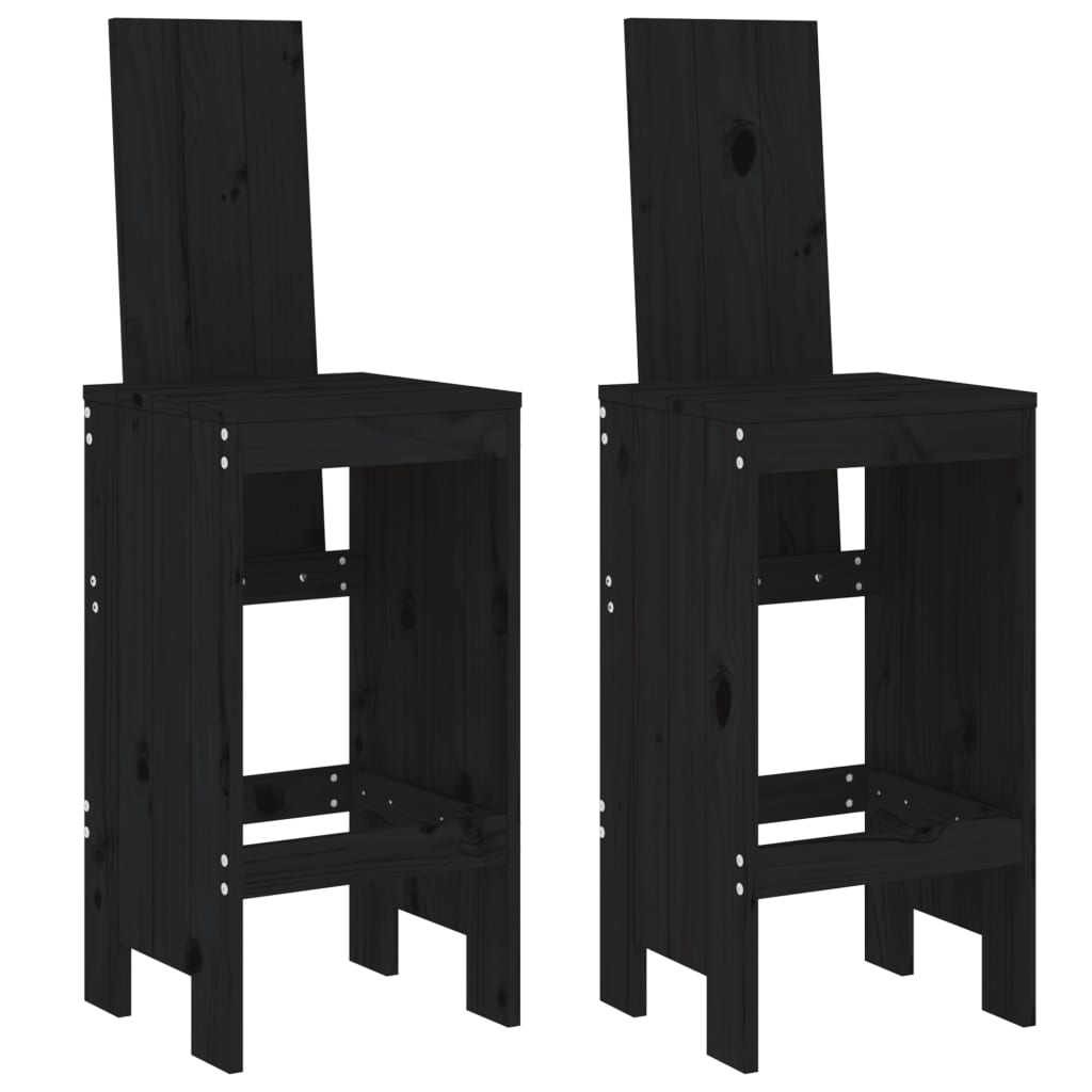 Set Bar da Giardino 3 pz Nero in Legno Massello di Pino - homemem39