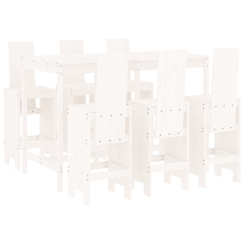 Set Bar da Giardino 7 pz Bianco in Legno Massello di Pino - homemem39