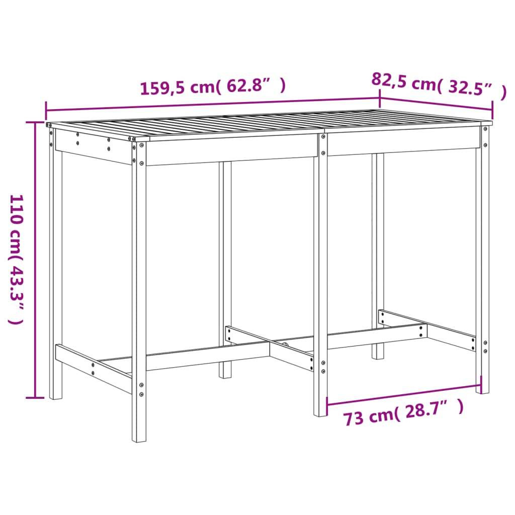 Set da Bar da Giardino 7 pz in Legno Massello di Douglas - homemem39