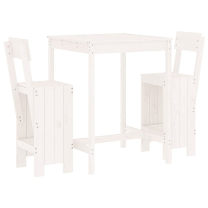 Set Bar da Giardino 3 pz Bianco in Legno Massello di Pino - homemem39