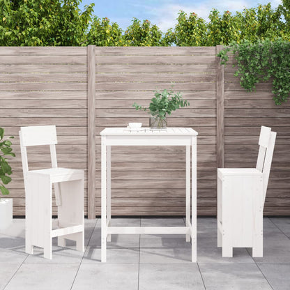 Set Bar da Giardino 3 pz Bianco in Legno Massello di Pino - homemem39