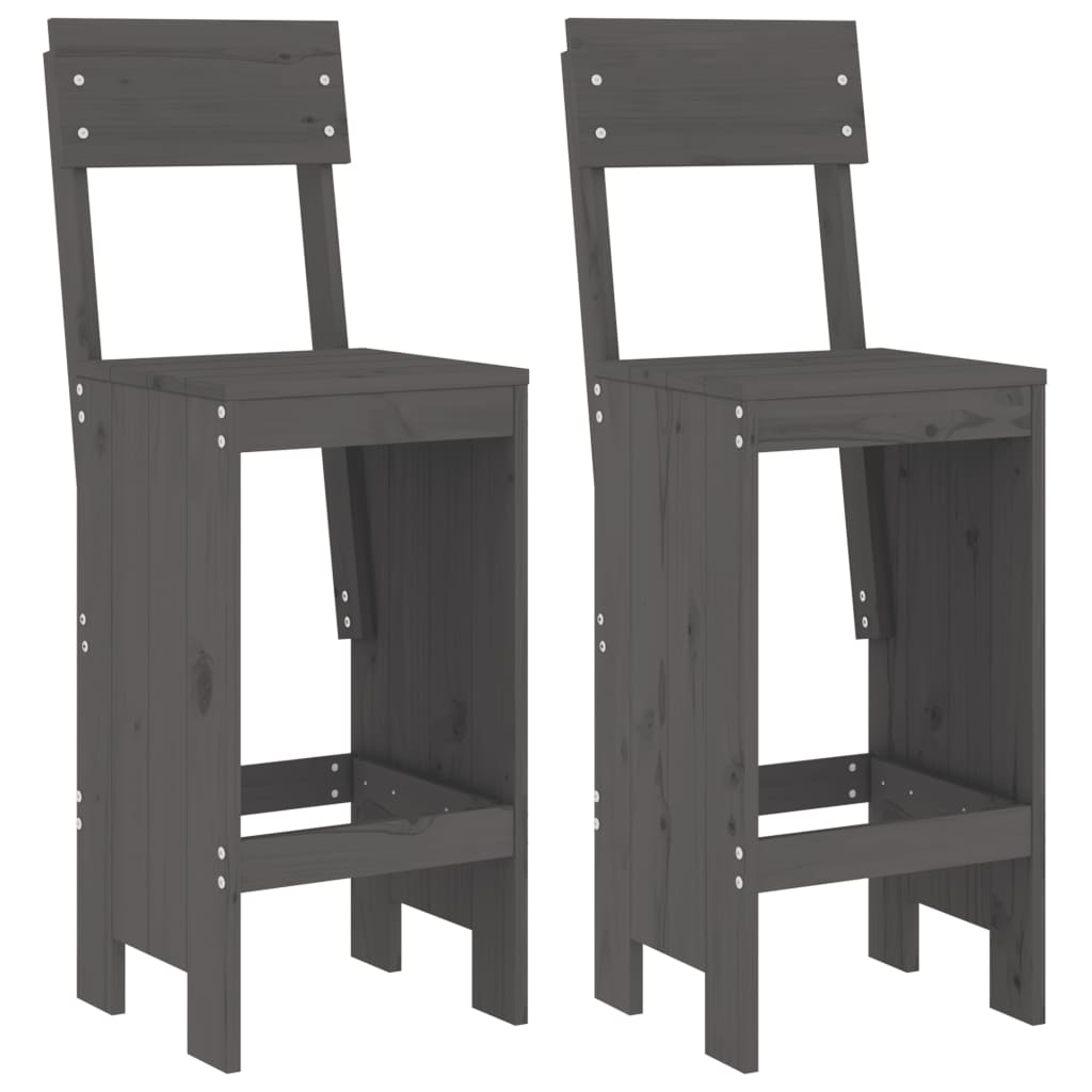 Set Bar da Giardino 3 pz Grigio in Legno Massello di Pino - homemem39