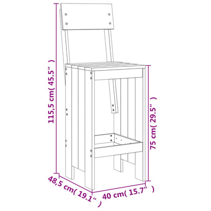 Set Bar da Giardino 3 pz Grigio in Legno Massello di Pino - homemem39