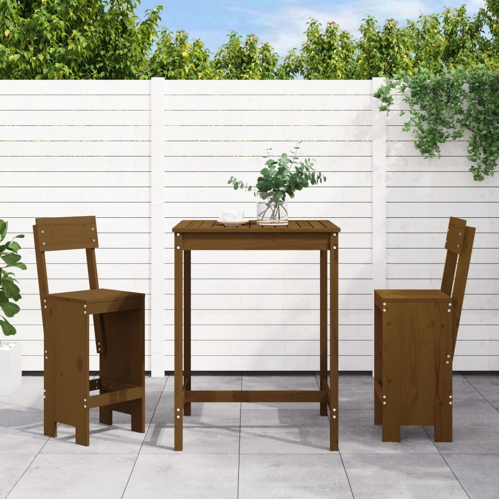 Set Bar da Giardino 3 pz Miele in Legno Massello di Pino - homemem39