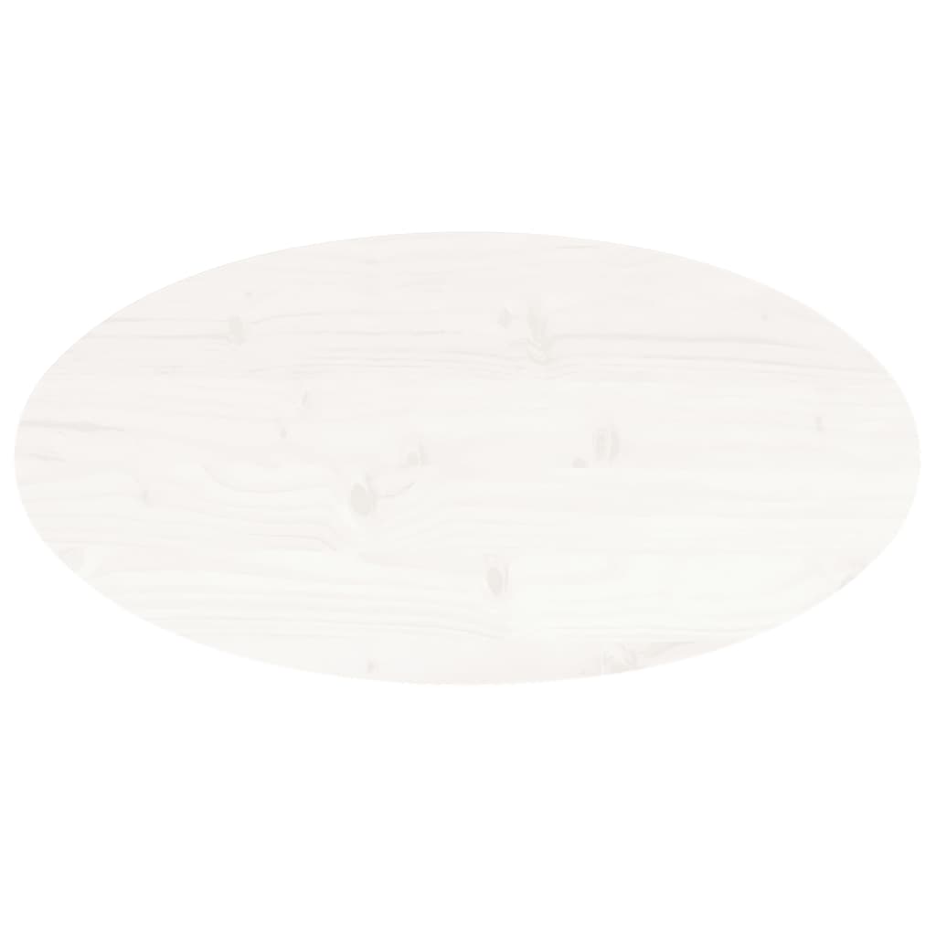 Piano Tavolo Bianco 80x40x2,5cm in Legno Massello di Pino Ovale - homemem39