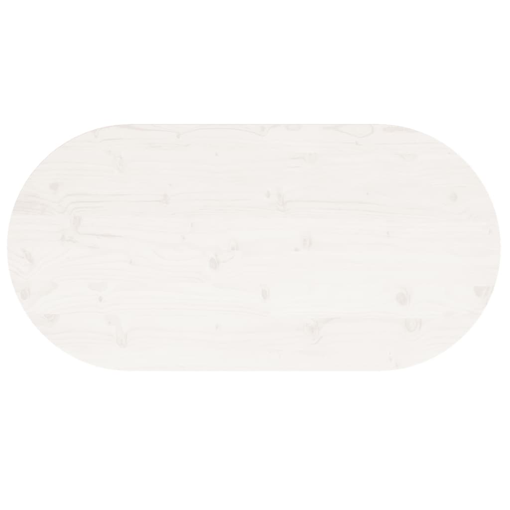 Piano Tavolo Bianco 90x45x2,5cm in Legno Massello di Pino Ovale - homemem39