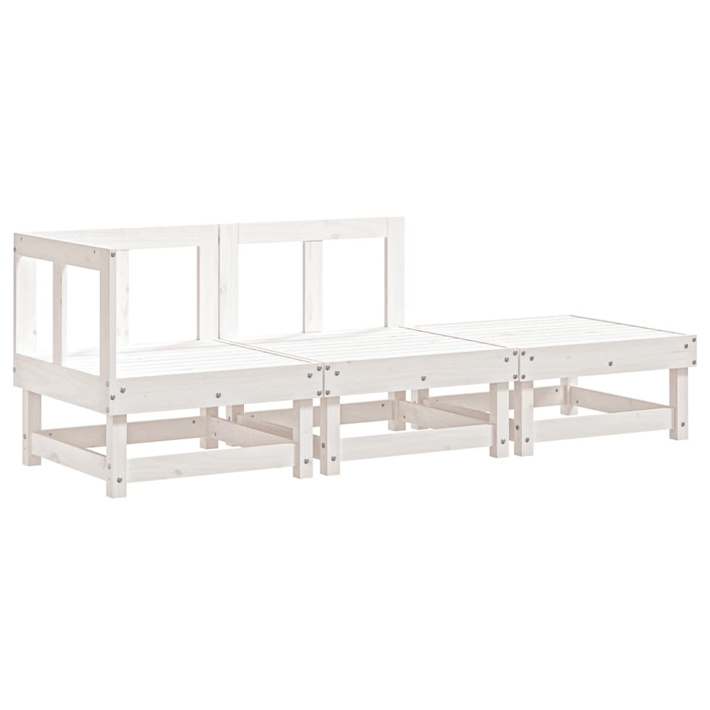 Set Salotto da Giardino 3 pz Bianco in Legno Massello di Pino - homemem39