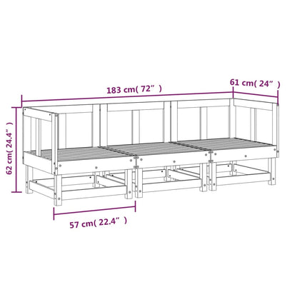 Set Salotto da Giardino 3 pz in Legno Impregnato di Pino - homemem39