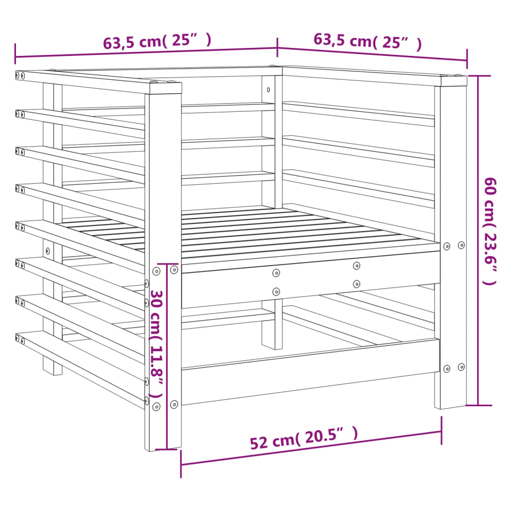 Sedie da Giardino 2 pz in Legno di Pino Impregnato - homemem39