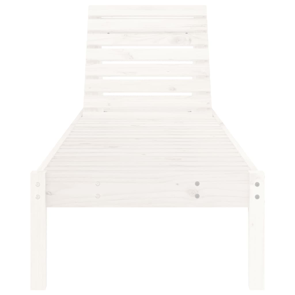 Lettino Prendisole Bianco 199,5x60x74 cm Legno Massello di Pino - homemem39