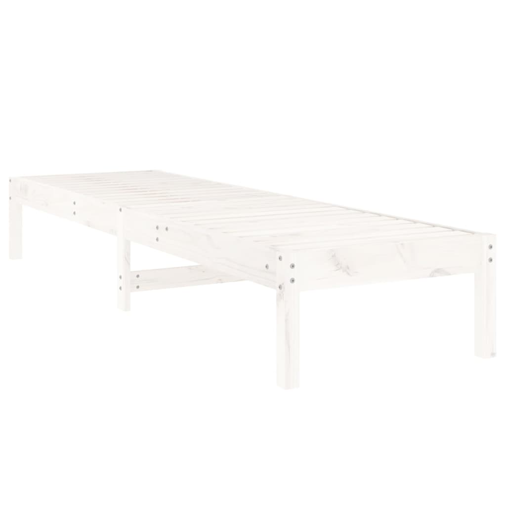 Lettino Prendisole Bianco 199,5x60x74 cm Legno Massello di Pino - homemem39