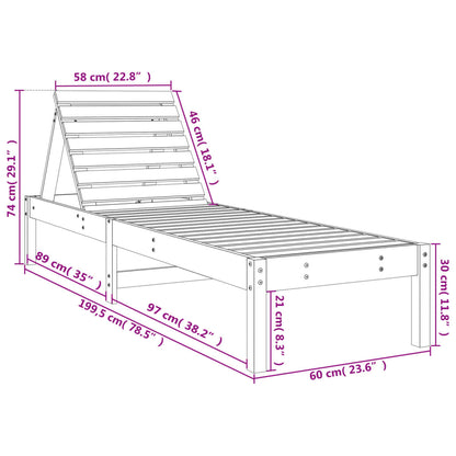 Lettini Prendisole 2pz Grigi 199,5x60x74 cm Legno Massello Pino - homemem39