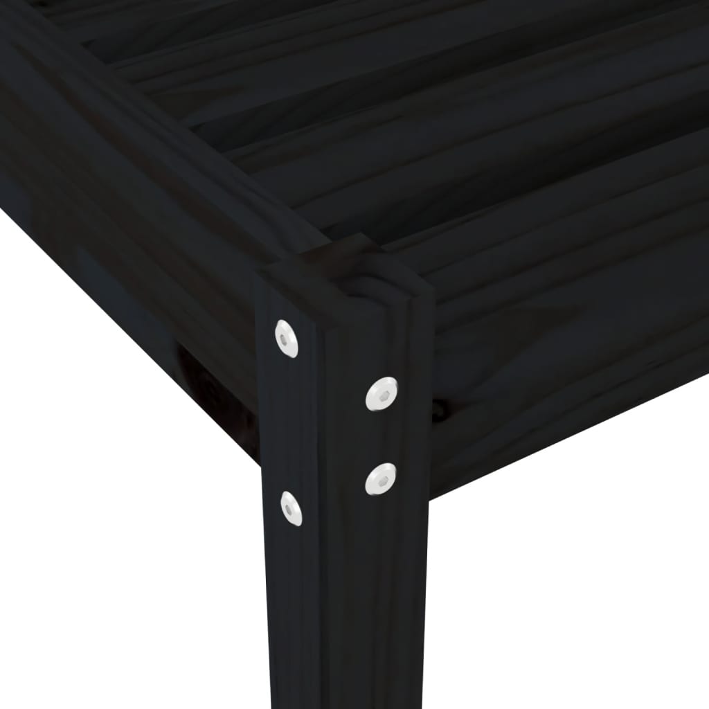 Lettino Prendisole Nero 199,5x60x74 cm Legno Massello di Pino - homemem39