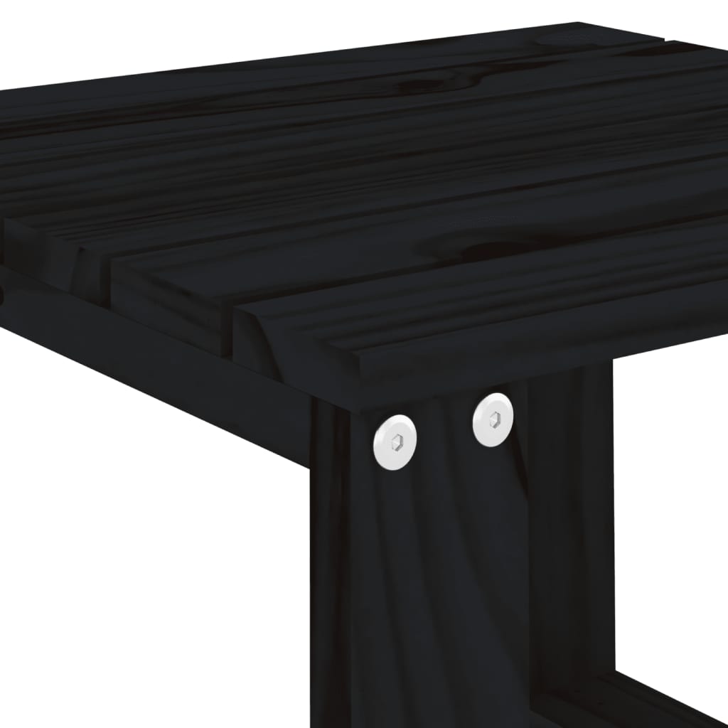 Tavolino da Giardino Nero 40x38x28,5 cm Legno Massello Pino - homemem39