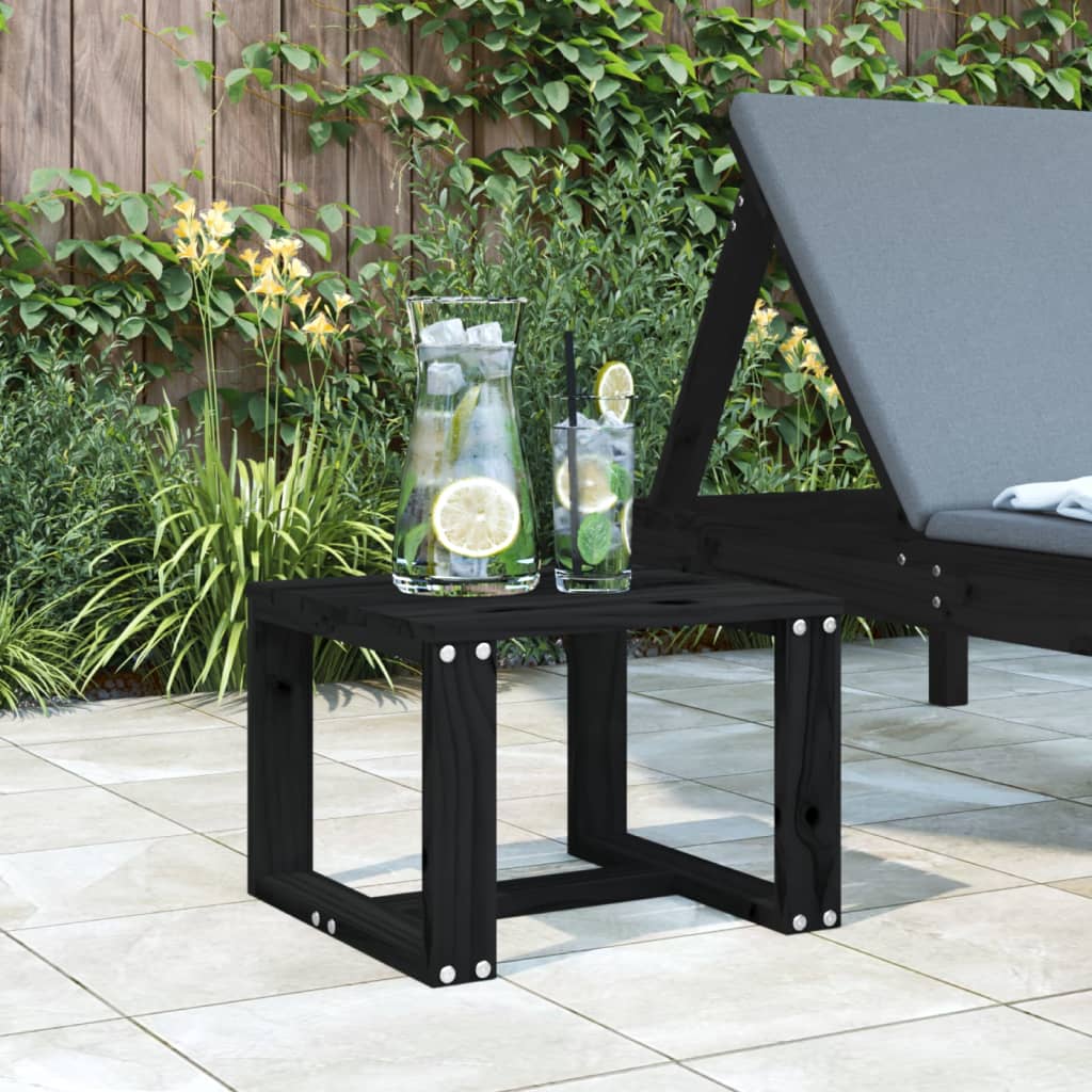 Tavolino da Giardino Nero 40x38x28,5 cm Legno Massello Pino - homemem39