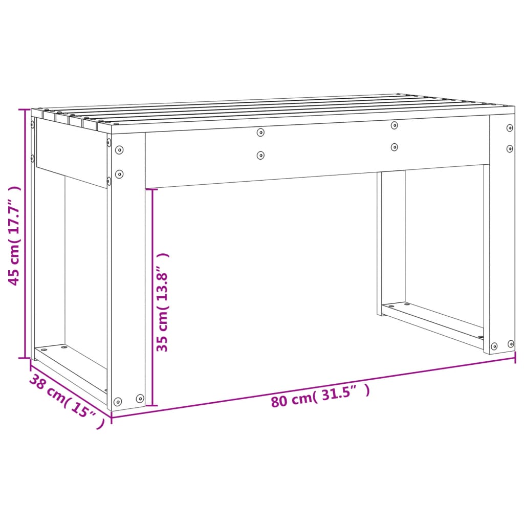 Panca da Giardino Miele 80x38x45 cm Legno Massello di Pino - homemem39