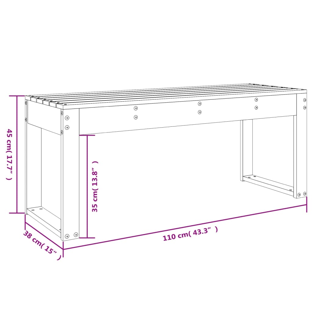 Panca da Giardino Grigia 110x38x45 cm Legno Massello di Pino - homemem39