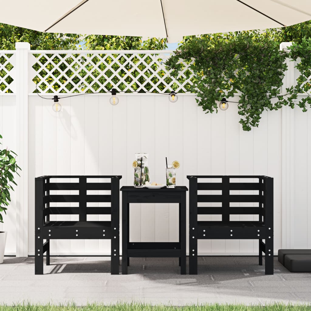 Sedie da Giardino 2pz Nere 61,5x53x71cm Legno Massello di Pino - homemem39