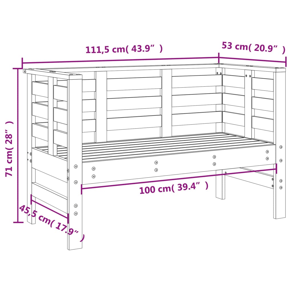 Panca da Giardino Grigia 111,5x53x71 cm Legno Massello di Pino - homemem39