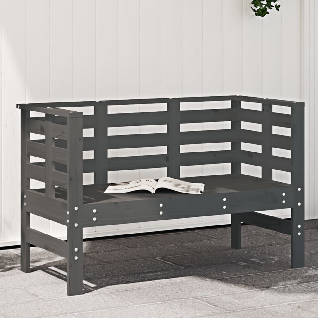 Panca da Giardino Grigia 111,5x53x71 cm Legno Massello di Pino - homemem39