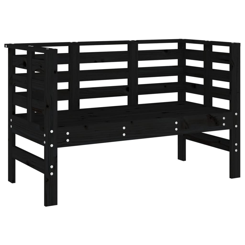 Panca da Giardino Nera 111,5x53x71 cm Legno Massello di Pino - homemem39