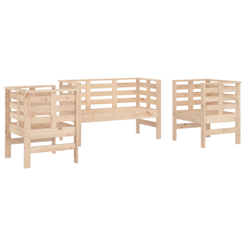 Set Salotto da Giardino 3 pz in Legno Massello di Pino - homemem39