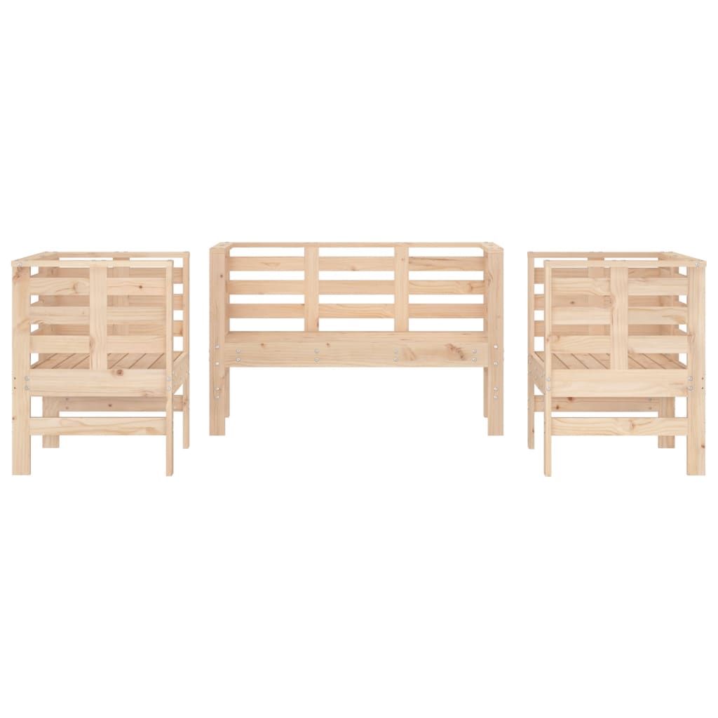 Set Salotto da Giardino 3 pz in Legno Massello di Pino - homemem39