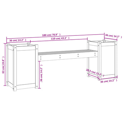 Panchina con Fioriera Grigia 180x36x63cm Legno Massello di Pino - homemem39