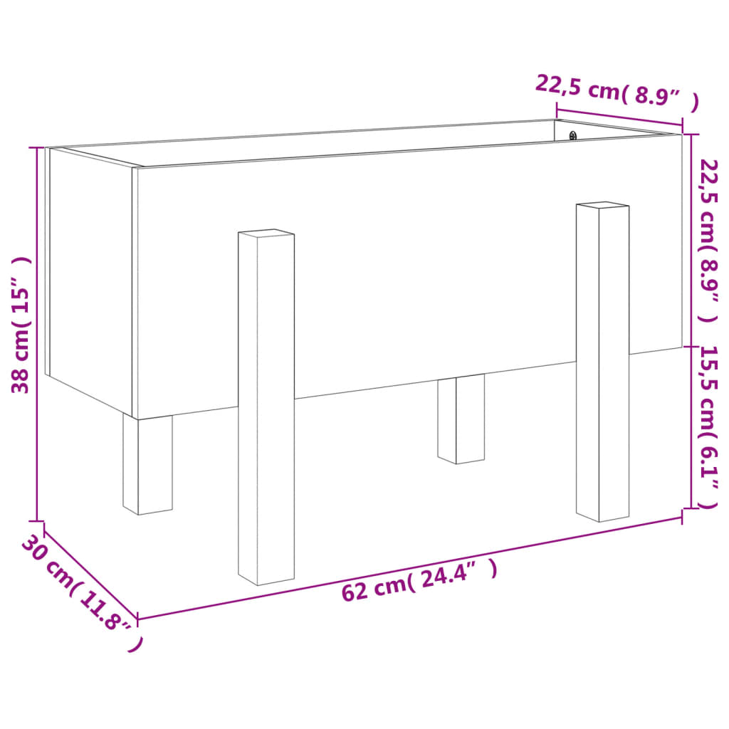 Fioriera da Giardino Bianca 62x30x38 cm Legno Massello di Pino - homemem39