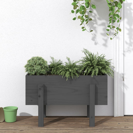 Fioriera da Giardino Grigia 62x30x38 cm Legno Massello di Pino - homemem39