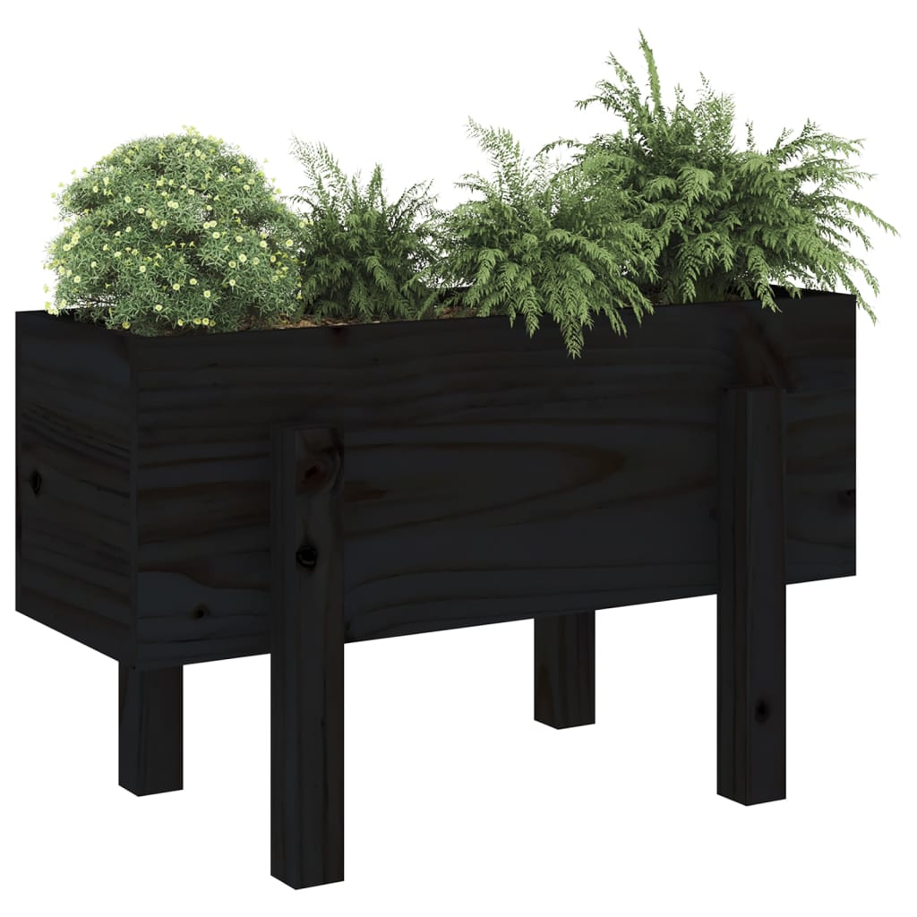 Fioriera da Giardino Nera 62x30x38 cm Legno Massello di Pino - homemem39