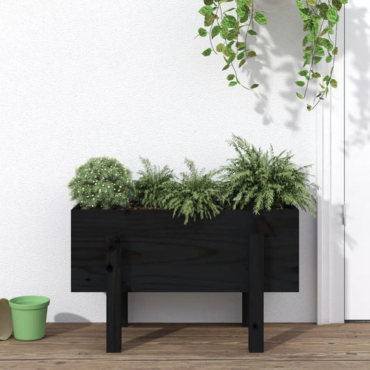 Fioriera da Giardino Nera 62x30x38 cm Legno Massello di Pino - homemem39