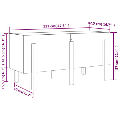 Fioriera Rialzata da Giardino 121x50x57 cm Legno Massello Pino - homemem39