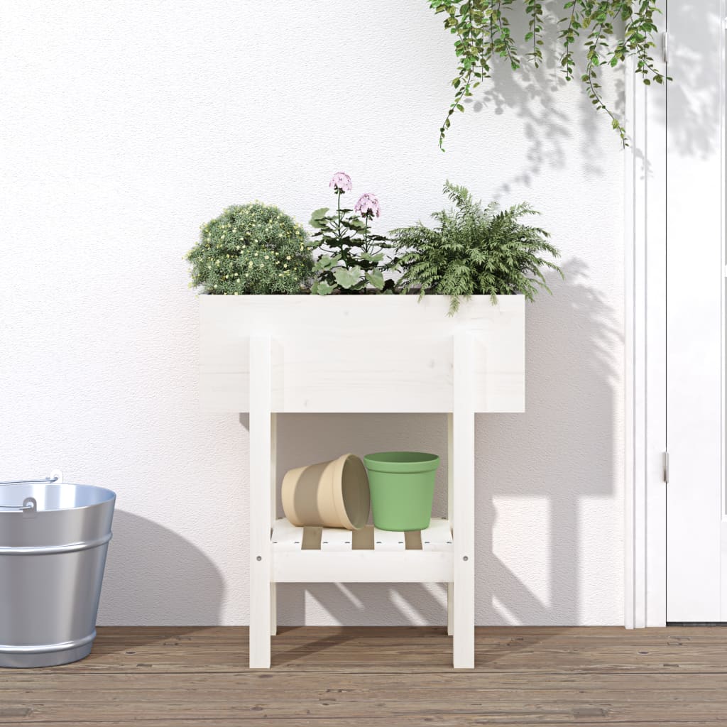 Fioriera da Giardino Bianca 62x30x69 cm Legno Massello di Pino - homemem39