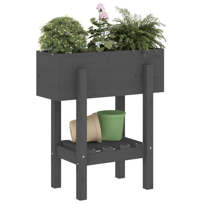 Fioriera da Giardino Grigia 62x30x69 cm Legno Massello di Pino - homemem39