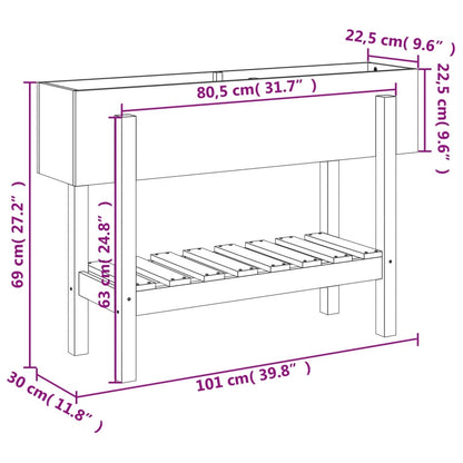 Fioriera Rialzata da Giardino Miele 101x30x69 cm Massello Pino - homemem39