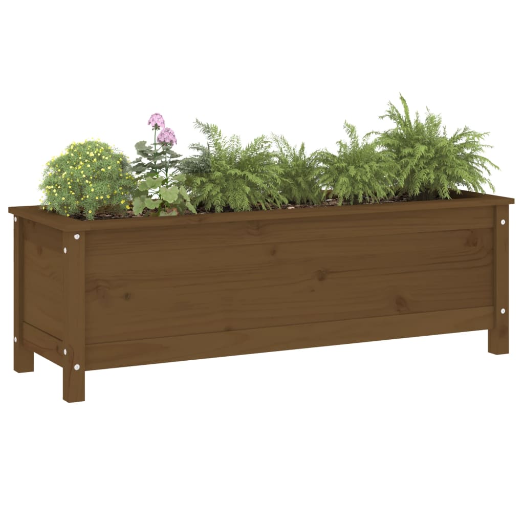 Fioriera Rialzata da Giardino Miele 119,5x40x39cm Massello Pino - homemem39