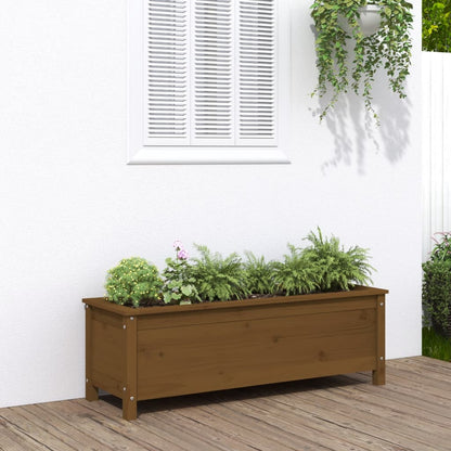 Fioriera Rialzata da Giardino Miele 119,5x40x39cm Massello Pino - homemem39