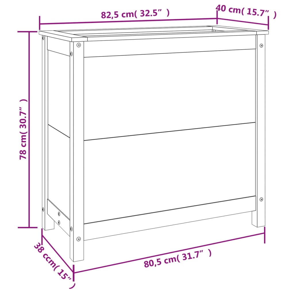 Fioriera da Giardino 82,5x40x78 cm in Legno Massello di Pino - homemem39