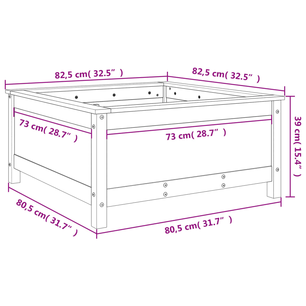 Fioriera da Giardino Grigia 82,5x82,5x39cm Legno Massello Pino - homemem39