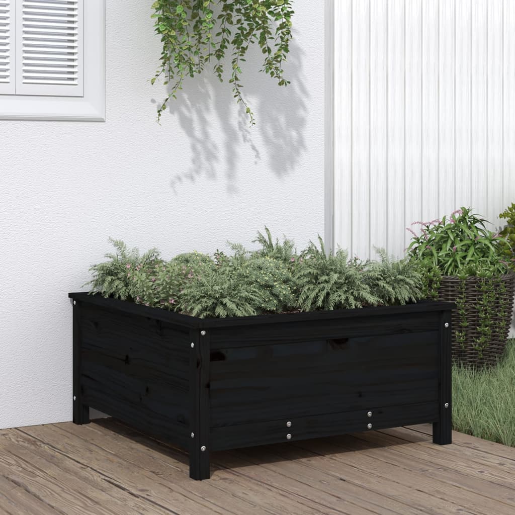 Fioriera da Giardino Nera 82,5x82,5x39cm Legno Massello di Pino - homemem39