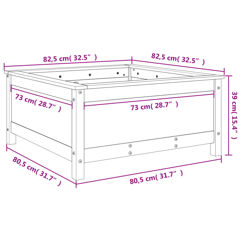 Fioriera da Giardino 82,5x82,5x39 cm in Legno Massello Douglas - homemem39