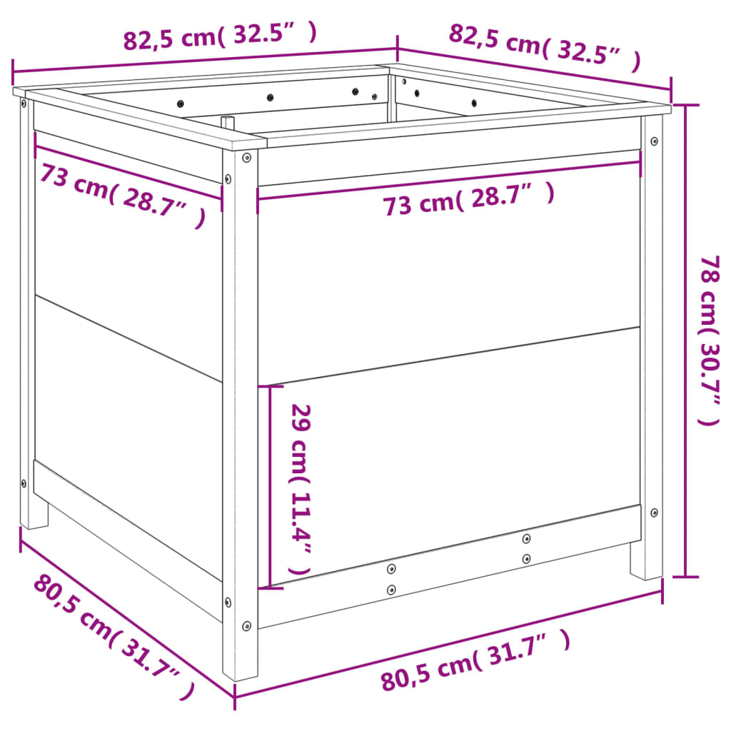 Fioriera da Giardino Miele 82,5x82,5x78 cm Legno Massello Pino - homemem39