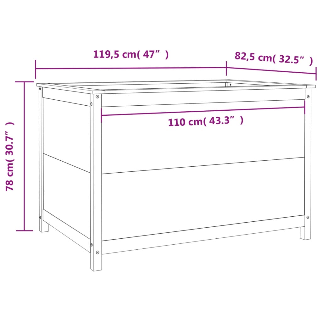 Fioriera Rialzata Giardino 119,5x82,5x78cm Legno Massello Pino - homemem39