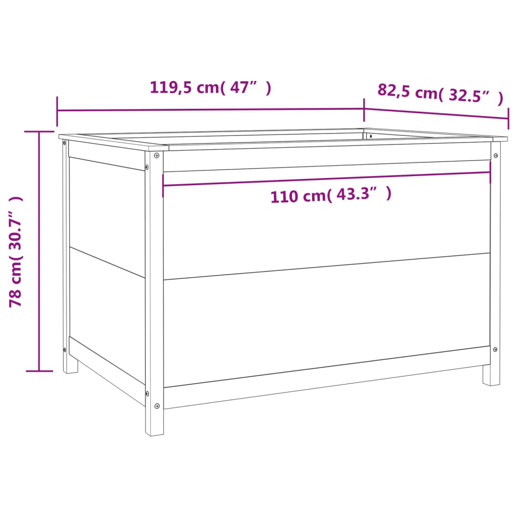 Fioriera Rialzata Giardino Bianca 119,5x82,5x78cm Massello Pino - homemem39