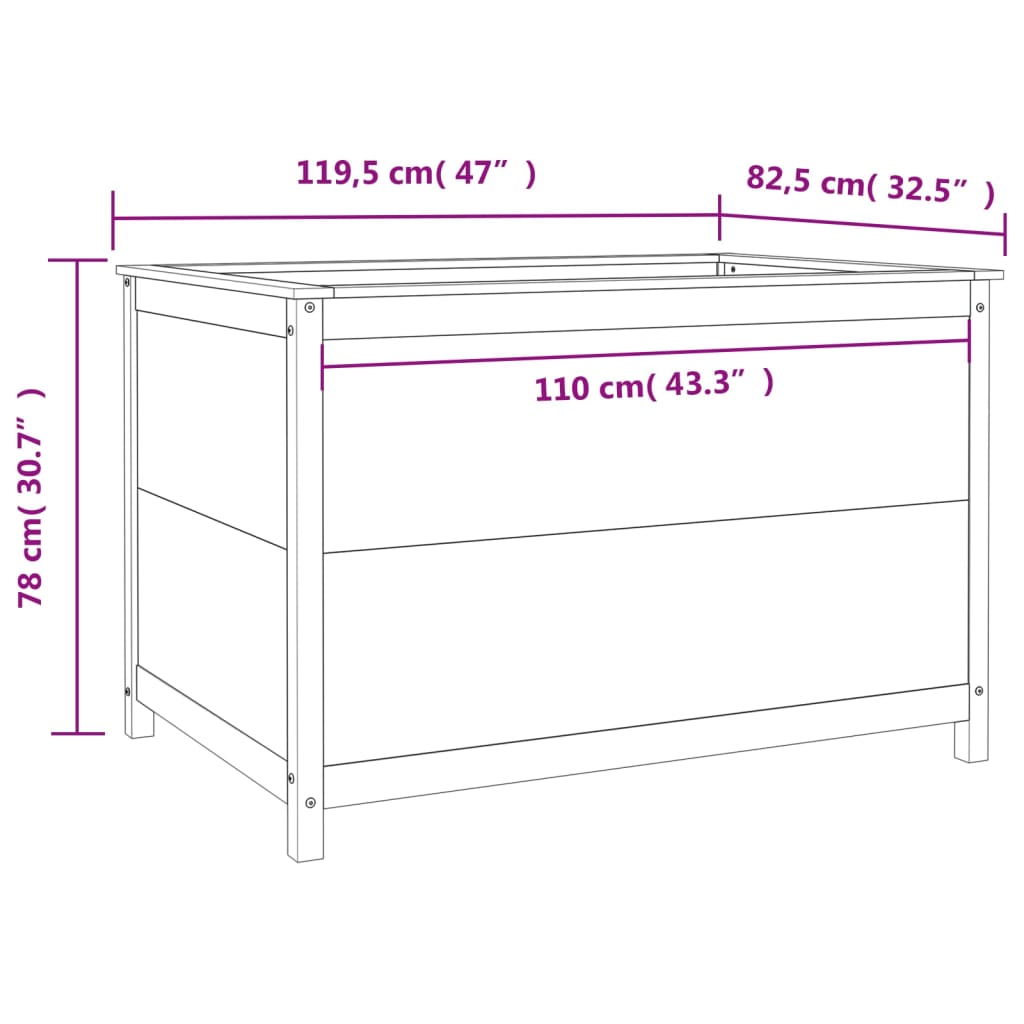 Fioriera Rialzata Giardino Grigia 119,5x82,5x78cm Massello Pino - homemem39