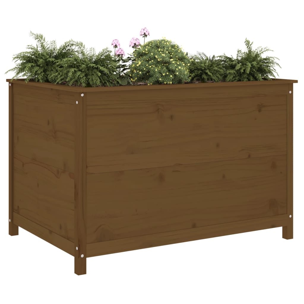 Fioriera Rialzata Giardino Miele 119,5x82,5x78cm Massello Pino - homemem39